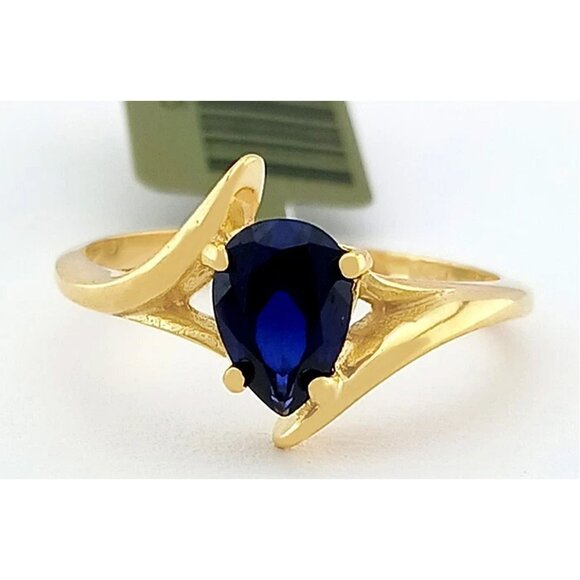 Genuine 1.03 Cts Blue Sapphire Ring 10k Yellow Gold - Picture 1 of 5